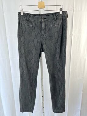 NYDJ Ami Skinny Pants Jeans Snakeskin Print Slimming Zip Fly Stretch Gray Sz 12